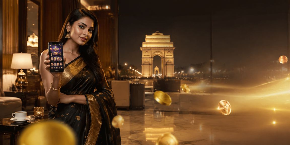 Scenic view of India Gate with VIP bonus advertisement and Indian model