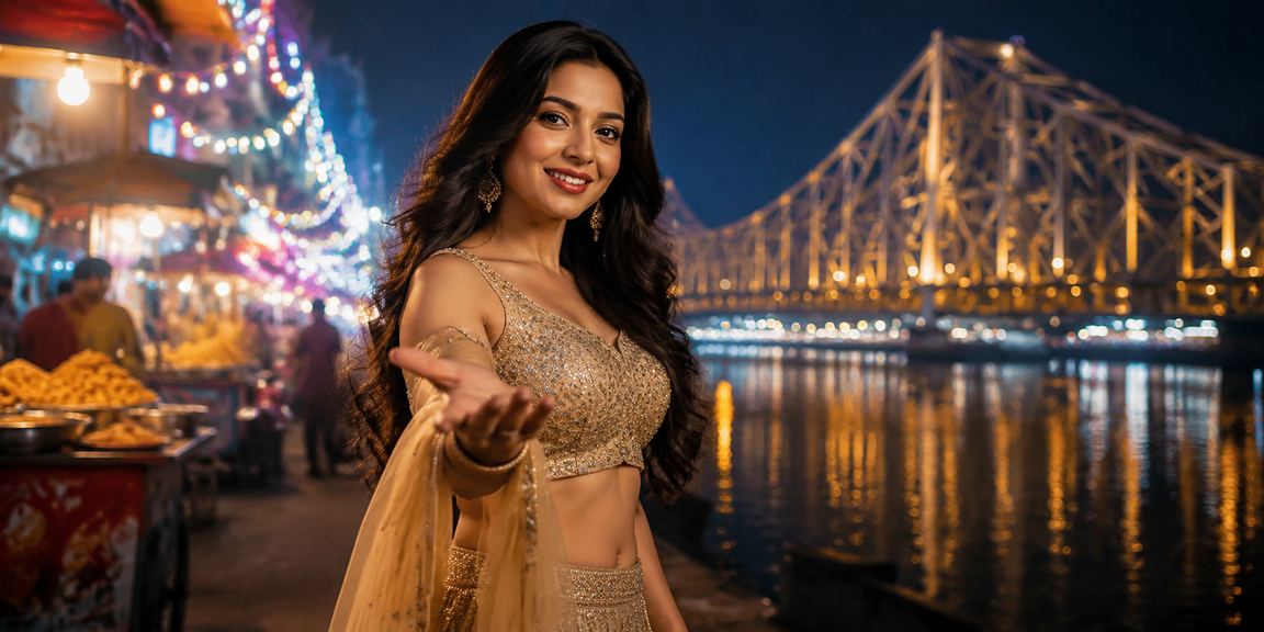 Evening view of Kolkata with vibrant lottery and cinema culture